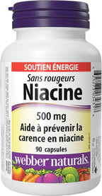 Webber Naturals Niacina sin Rubor Vitamina B3 Cápsulas, 500 mg, 90 unidades