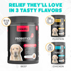Probióticos para Perros Masticables 150 uds. - Apoyo Digestivo y Salud Intestinal - Fórmula Aprobada por Veterinarios - Sabor Ternera