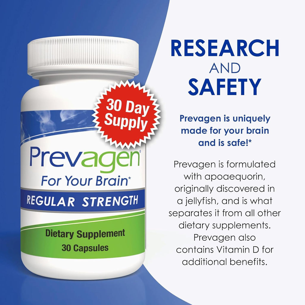 Prevagen Concentración Regular - 30 cápsulas (suministro para 1 mes) | Formulado para tu cerebro | 10 mg de Apoaequorina más Vitamina D3 con pastillero de 7 días