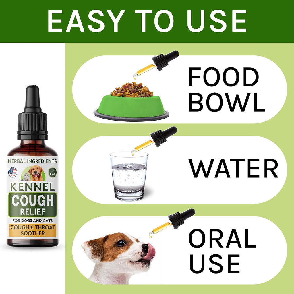 Kennel Cough Treatment para Perros y Gatos - Alivio de la Tos - Gotas Herbales - 60 ml