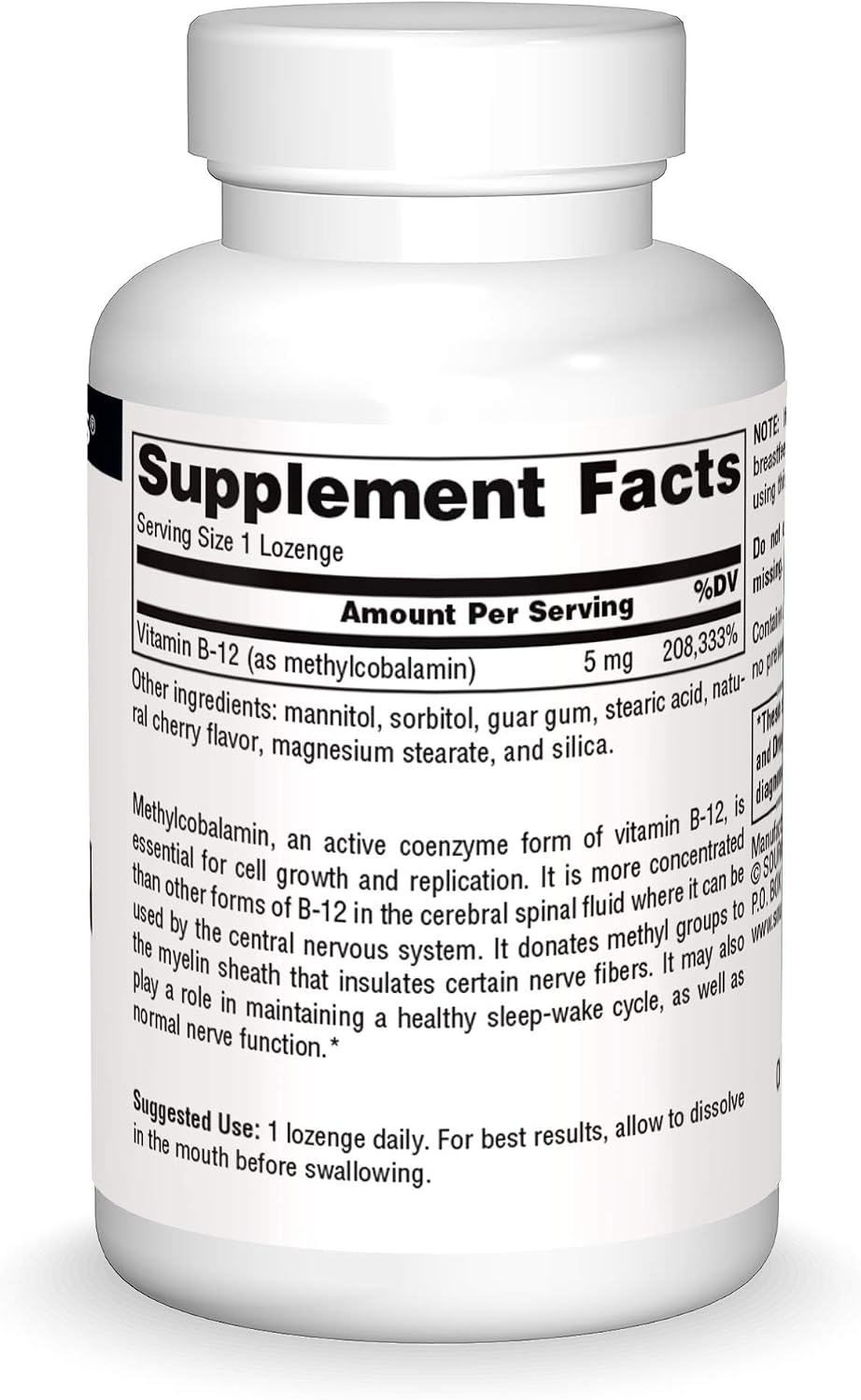 Source Naturals Metilcobalamina Vitamina B12 5 mg Sabor Cereza - 120 Comprimidos