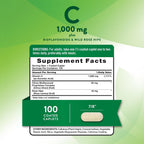 Vitamina C 1000mg con Bioflavonoides y Escaramujo - 100 Comprimidos | Nature's Truth