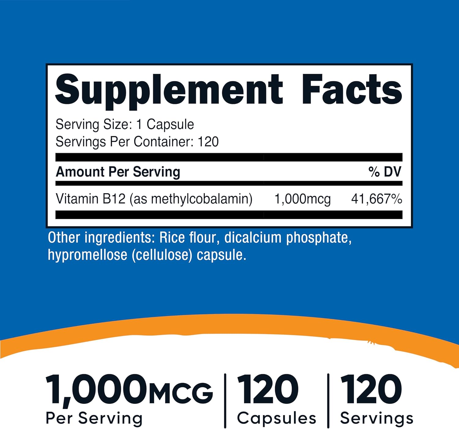 Nutricost Vitamina B12 (Metilcobalamina) 1000mcg, 120 Cápsulas - Vegetariano, Sin OGM y Sin Gluten