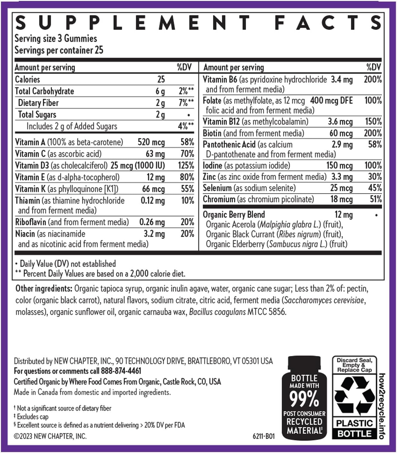 New Chapter Multivitamínico Mujer Gomitas - 59% Menos Azúcar, con Vitamina C, D3 y Zinc, 75 unidades