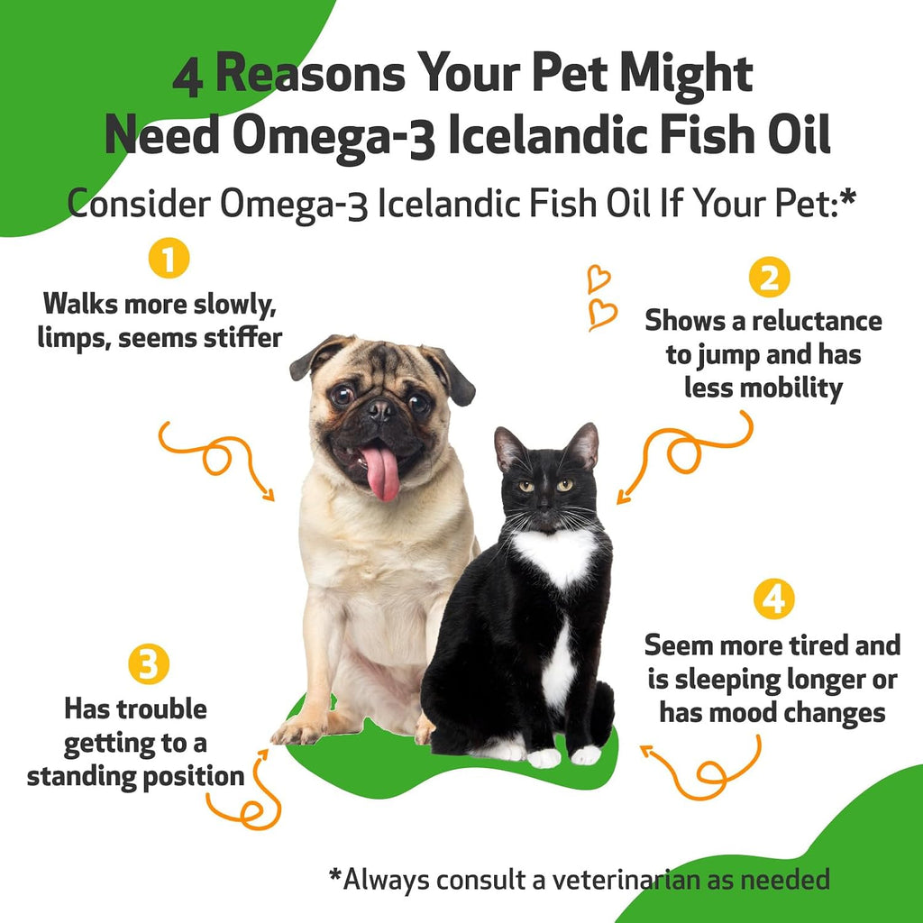 Pet Wellbeing Omega-3 Aceite de Pescado Islandés para Perros (236 ml)