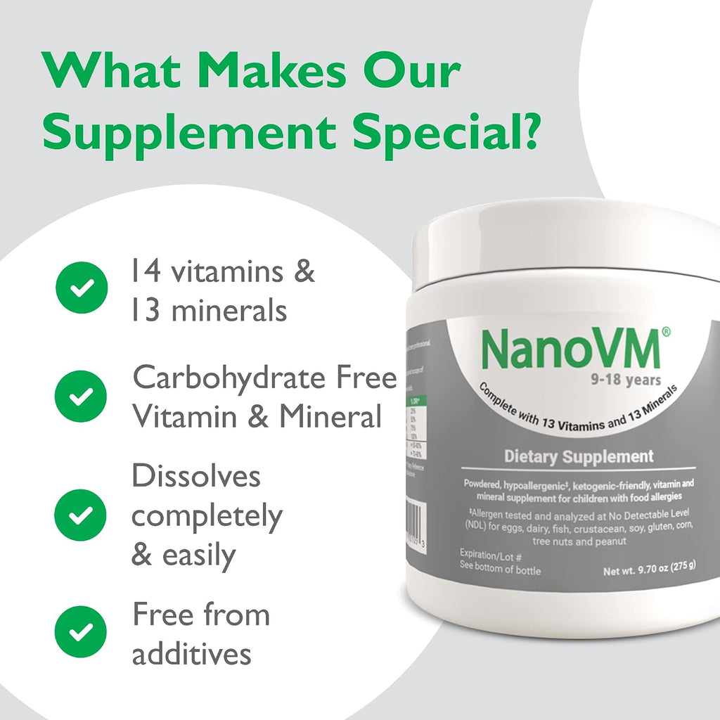 NanoVM Multivitamínico Infantil 9-18 Años Sin Alérgenos - 275g en Polvo