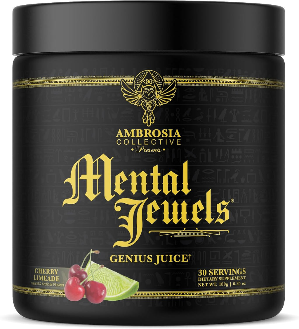 Ambrosia Mental Jewels – Nootrópico en Polvo con Alpha GPC, Bacopa y Fosfatidilserina | Memoria, Enfoque y Concentración | 30 Dosis | Sabor Cherry Limeade