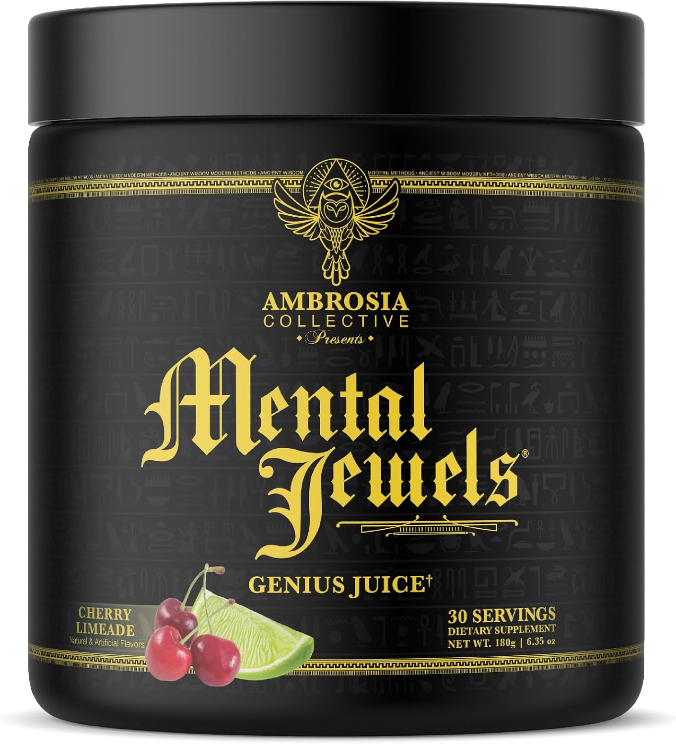 Ambrosia Mental Jewels – Nootrópico en Polvo con Alpha GPC, Bacopa y Fosfatidilserina | Memoria, Enfoque y Concentración | 30 Dosis | Sabor Cherry Limeade