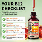 NUSAVA (2 Pack) Gotas Líquidas de Vitamina B12 5000mcg - Sublingual con B6 y Complejo B - Metilcobalamina para Mujeres y Hombres - Suplemento Vegano, Sin OGM, Sabor Naranja Carmesí (2 Fl Oz, 80 Servicios)