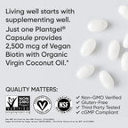 Sports Research Biotina 2.500 mcg con Aceite de Coco Orgánico - 120 Cápsulas Vegetales