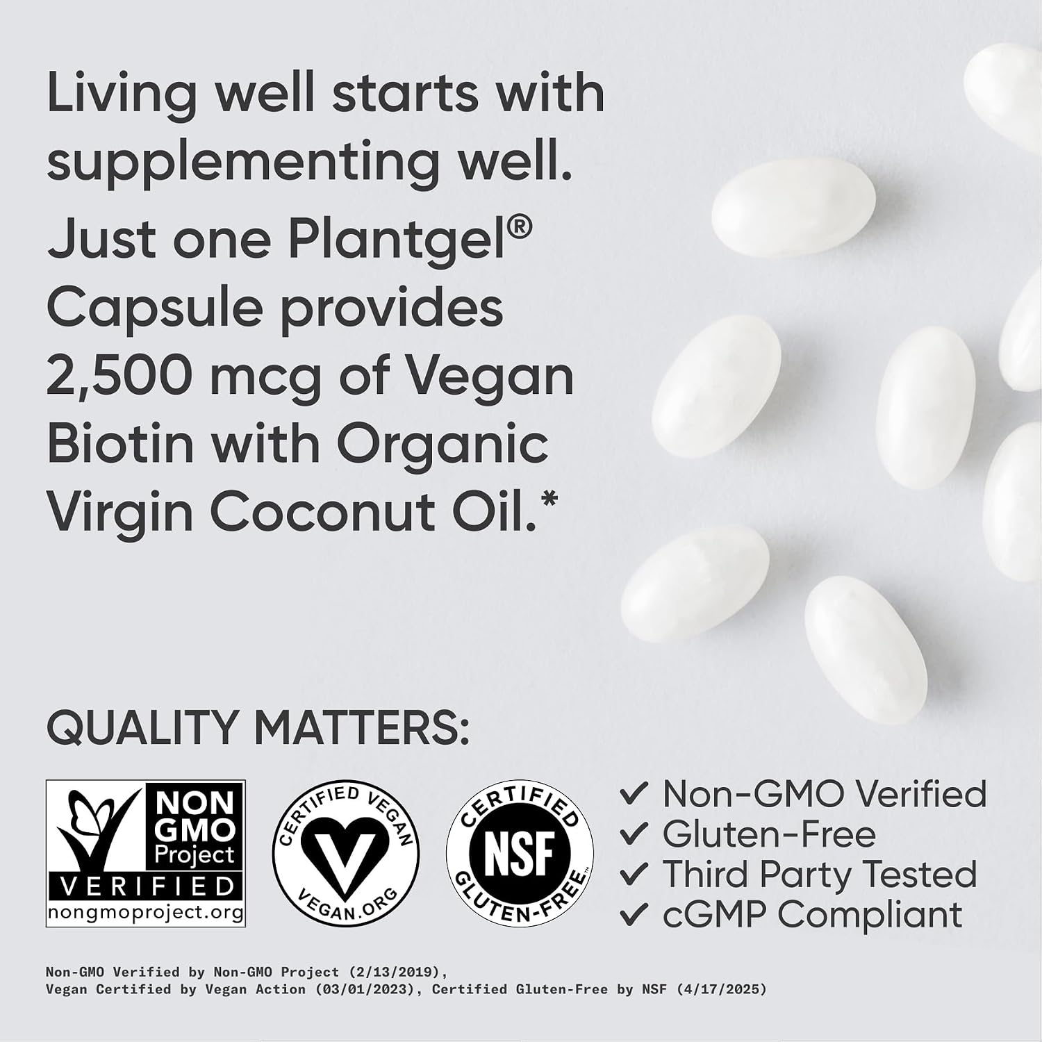 Sports Research Biotina 2.500 mcg con Aceite de Coco Orgánico - 120 Cápsulas Vegetales
