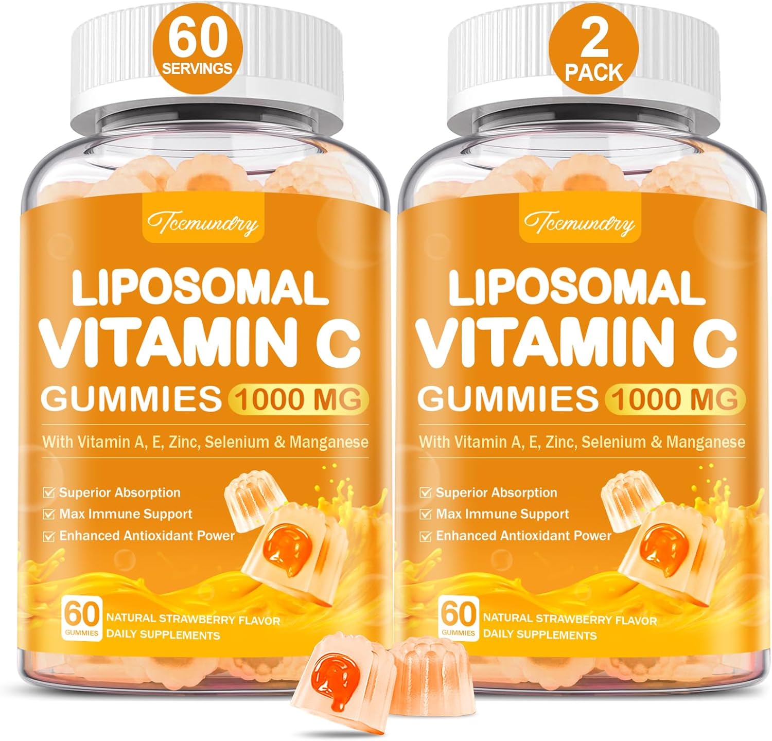Gomitas de Vitamina C Liposomal 1000 mg para Adultos con Zinc, Saúco, Vitaminas A y E