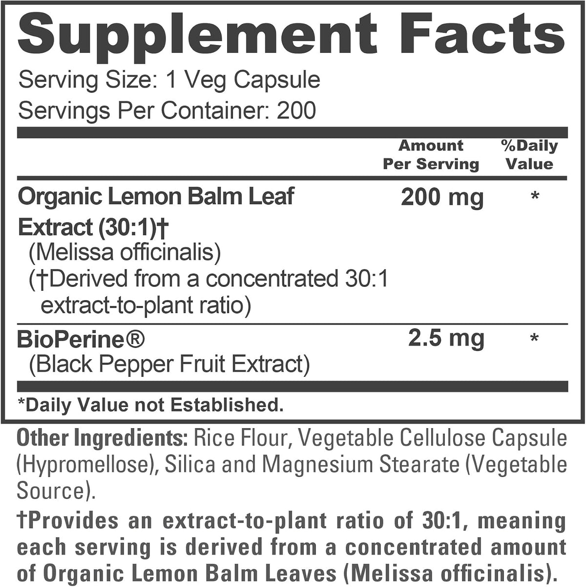 NusaPure Cápsulas de Melisa, 200 mg, 200 – Extracto de fruto de pimienta negra (Piper nigrum) : Incluido para – Image 4