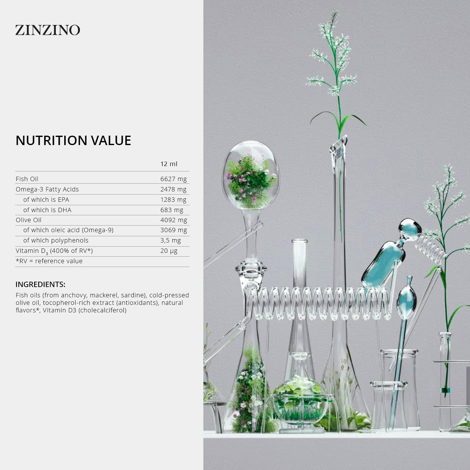 Zinzino BalanceOil+ Pomelo Limón Lima - Complemento de Aceite de Pescado con Aceite de Oliva Virgen Extra, Omega-3 (EPA+DHA), Polifenoles y Vitamina D3 (300 ml)