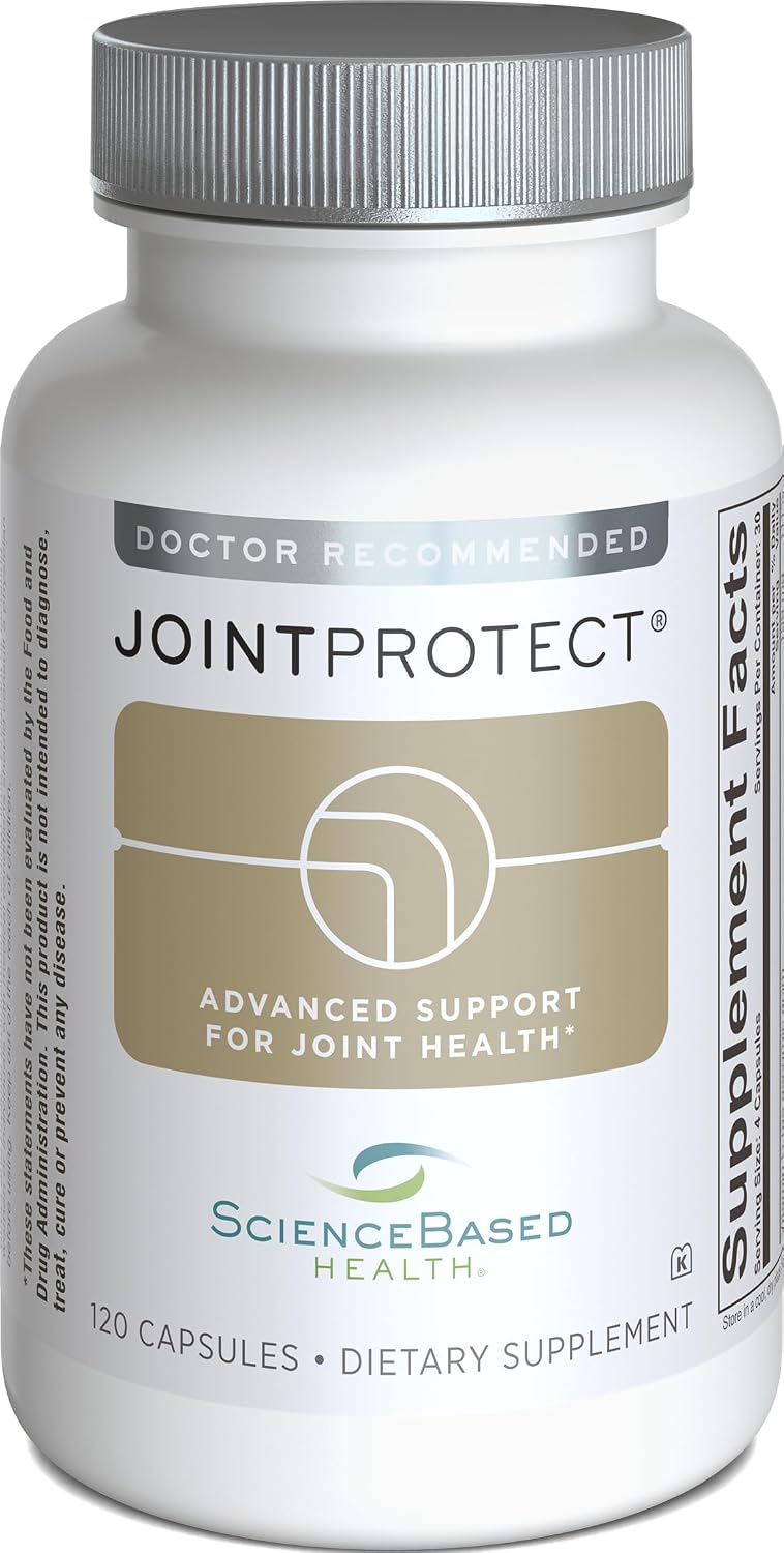 ScienceBased Health JointProtect – Apoyo Articular Avanzado con Glucosamina Sulfato, Boswellia (30% AKBA), Curcumina Longvida, FruiteX-B y Vitamina C – 120 Cápsulas