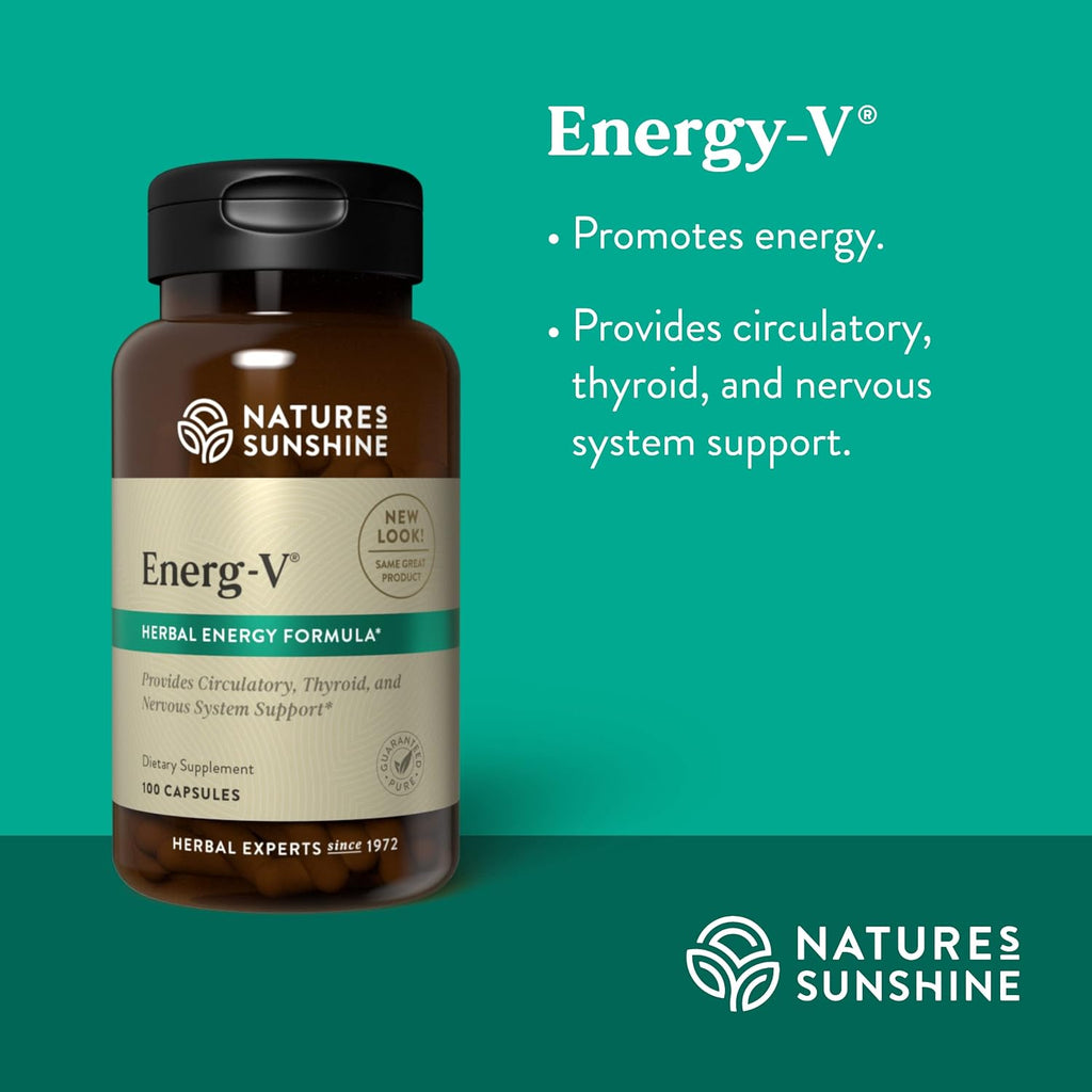 Nature's Sunshine Energ-V - Herbal Blend to Support Energy Levels (100 Capsules)