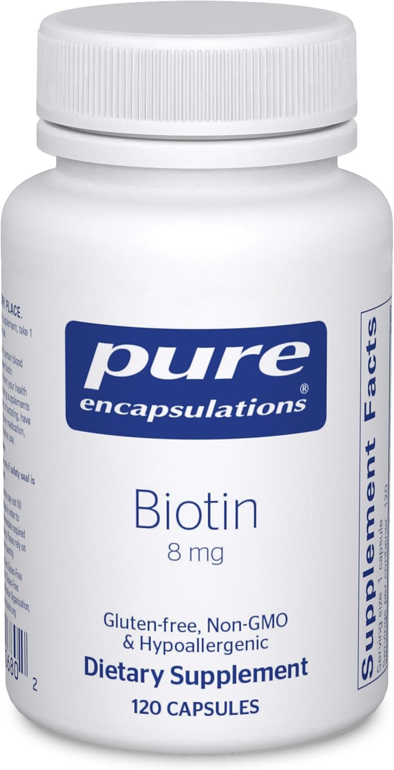 Pure Encapsulations Biotina 8 mg, 60 Cápsulas - Suplemento para Cabello, Piel y Uñas