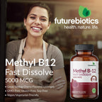 Futurebiotics Methyl B12 5000 mcg Metilcobalamina, Sabor Cereza, 60 Comprimidos Vegetarianos