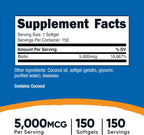 Nutricost Biotina (5000 mcg) 150 Softgels - Vitamina B7 - Sin Gluten, No Transgénico