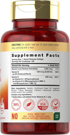 Carlyle Vitamin ADK Supplement | 150 Softgels | con Vitaminas A, D3 (5000 UI), K1, K2 (MK-4 y MK-7) | No GMO, Sin Gluten