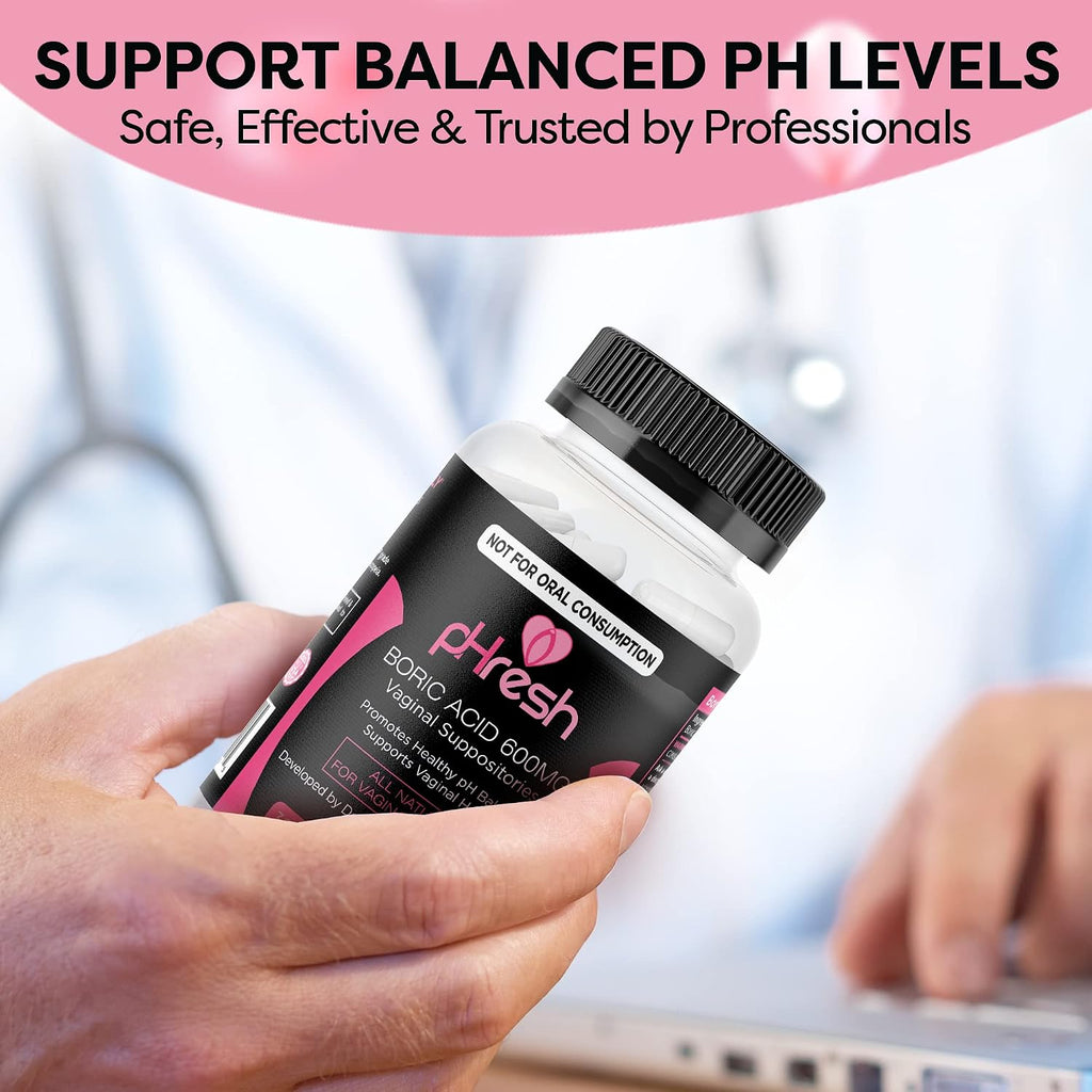 pHresh Óvulos de Ácido Bórico para Mujeres - Apoyo Natural al Equilibrio del pH Vaginal