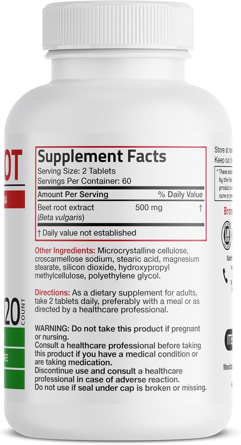 Bronson Beet Root Extra Strength, Sin OGM, 120 Comprimidos Vegetales