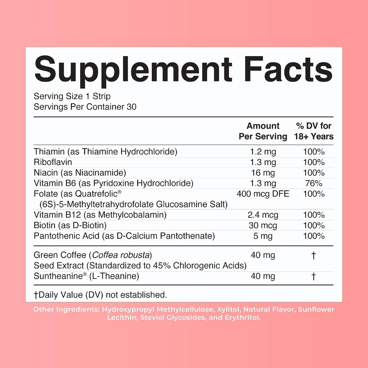 MaryRuth's Energy Dissolving Strips | B Vitamin Complex | Energy Metabolism | Vitamin B12 | Green Coffee Seed Extract | L Theanine | Strawberry Flavor | Vegan | Sugar Free | Gluten Free | 30 Count - görsel 9