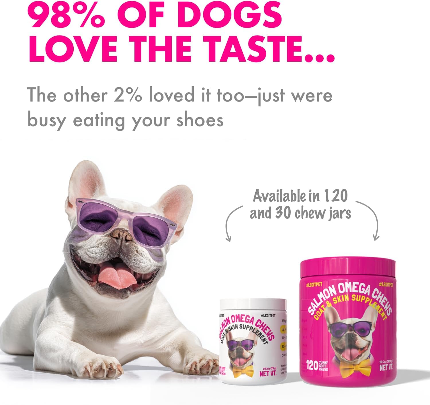 LEGITPET Golosinas Omega 3 de Aceite de Salmón de Alaska para Perros – 120 Masticables con EPA y DHA