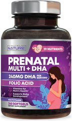 Built by Nature Vitaminas Prenatales para Mujeres - 120 Softgels con DHA y Omega-3, Ácido Fólico, Vitamina C, B12 y Hierro
