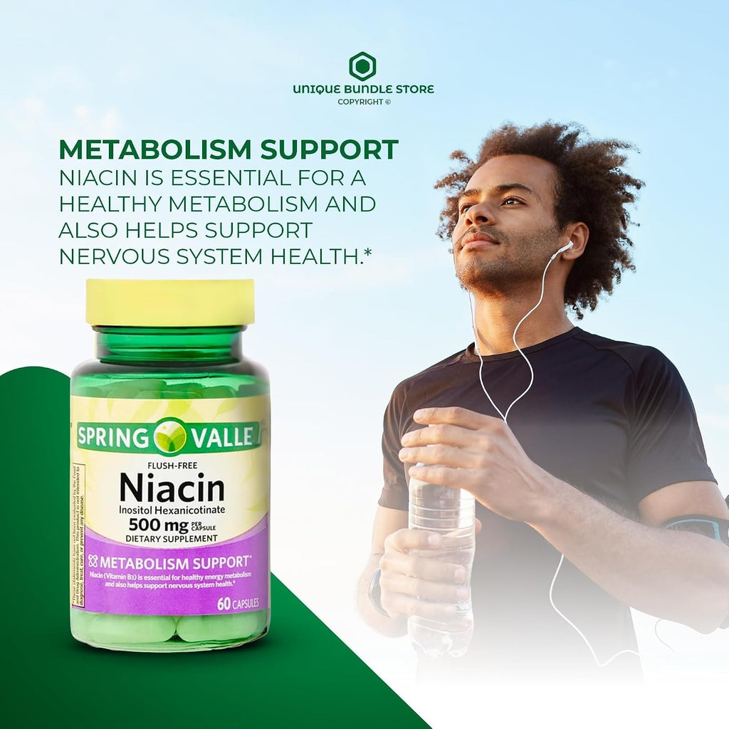 Niacina Sin Enrojecimiento 500 mg – 60 Cápsulas, Suplemento de Vitamina B3 Niacinamida, Nicotinamida 500 mg, Vitaminas B3 para Hombres y Mujeres, Sin Gluten (Paquete de 1)