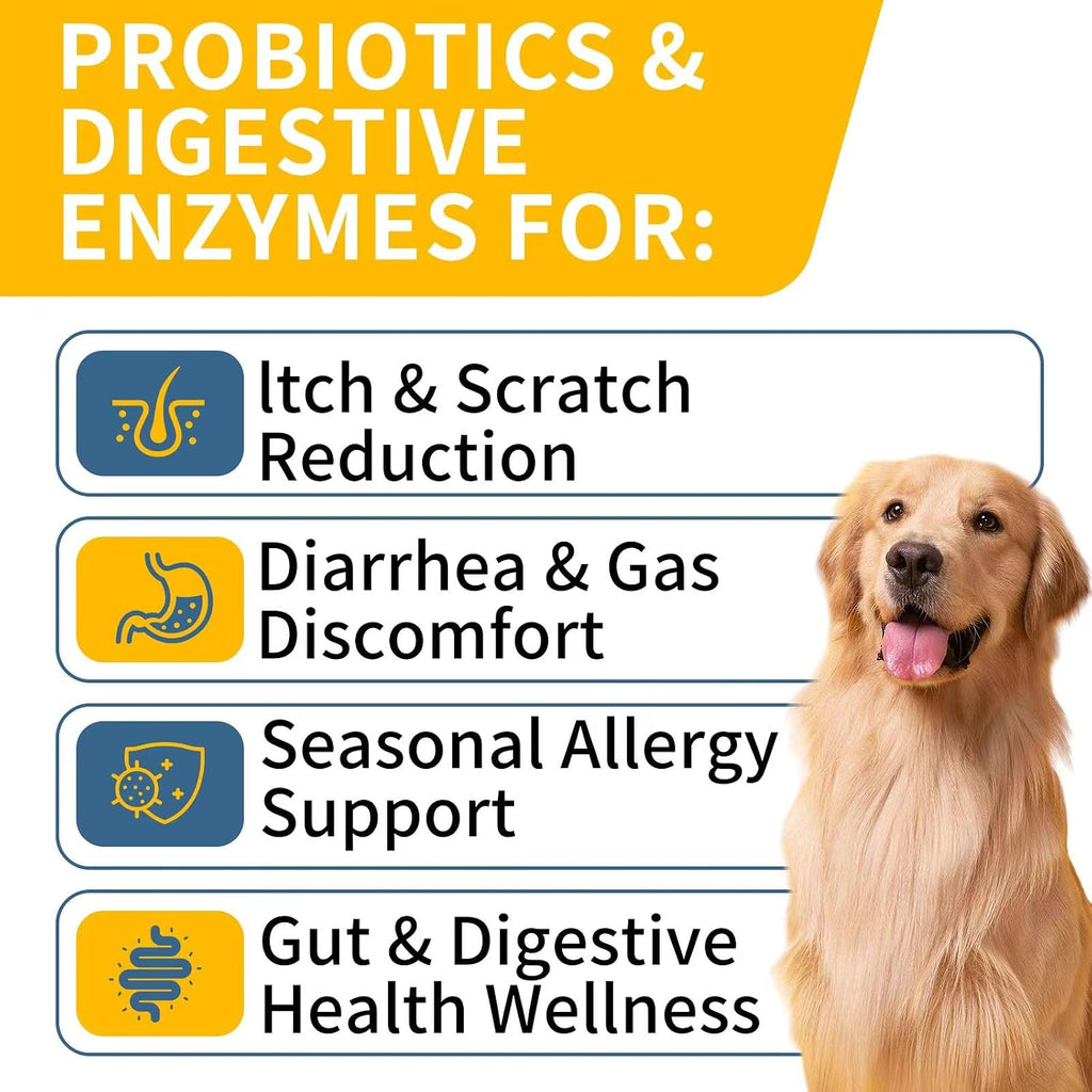 Probióticos para Perros - Salud Digestiva, Piel e Inmunidad - Masticables de Pollo (120 chews)