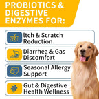 Probióticos para Perros - Salud Digestiva, Piel e Inmunidad - Masticables de Pollo (120 chews)