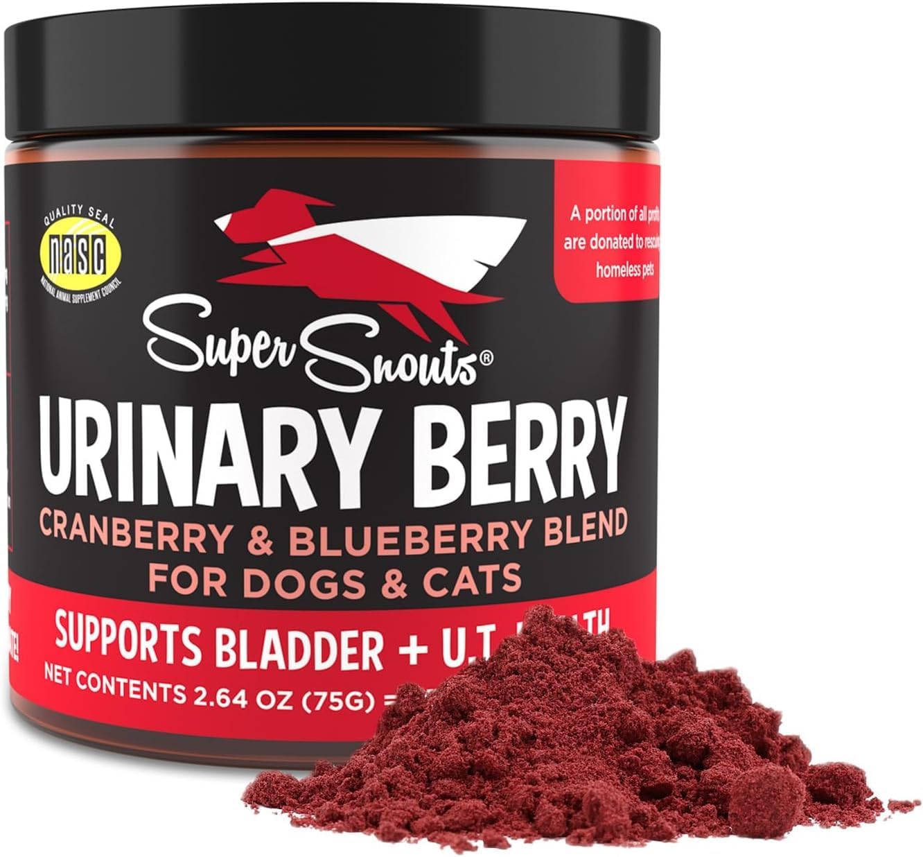 Super Snouts Urinary Berry - Suplemento para el tracto urinario de perros y gatos (75 g)