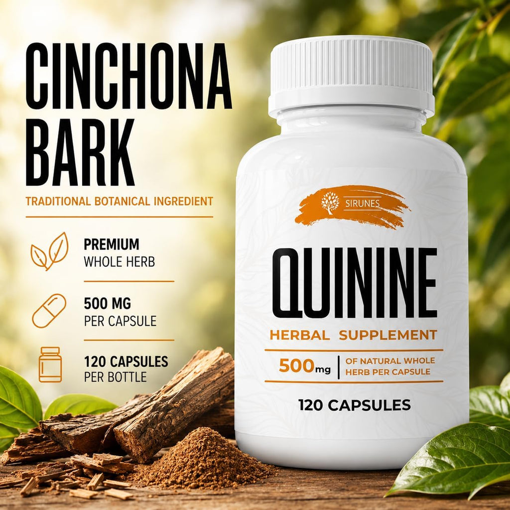 Cápsulas de Quinina Natural – Corteza de Cinchona 500 mg, 120 Comprimidos – Suplemento para Calambres y Digestión