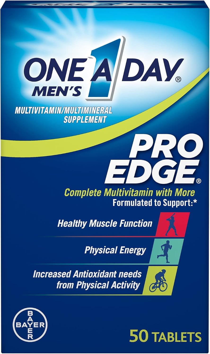 One-A-Day Men's Pro Edge Multivitamínico Completo para Hombres - 200 Comprimidos (4 Envases de 50)