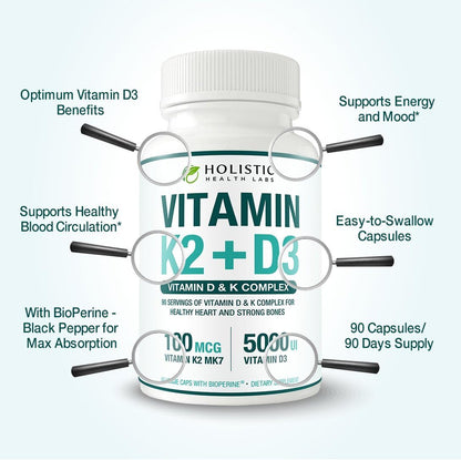 Max Absorption Vitamina D3 5000 UI + K2 MK-7 – BioPerine® (extracto de pimienta negra): 5 mg por cápsula. La – Image 5