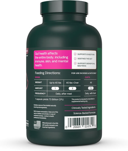 VetriScience Extra Strength Gut Health - Probiótico y Prebiótico para Perros y Gatos - 180 Cápsulas – Image 10
