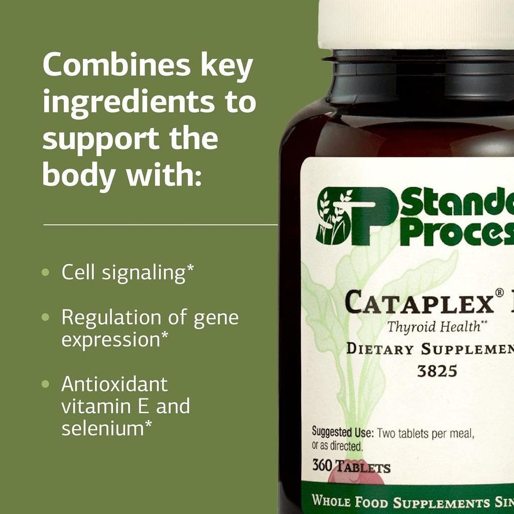Standard Process Cataplex E - Suplemento alimenticio para la salud de la tiroides - Sin gluten, sin lácteos, sin soja - Apoyo para la función endocrina - 360 comprimidos