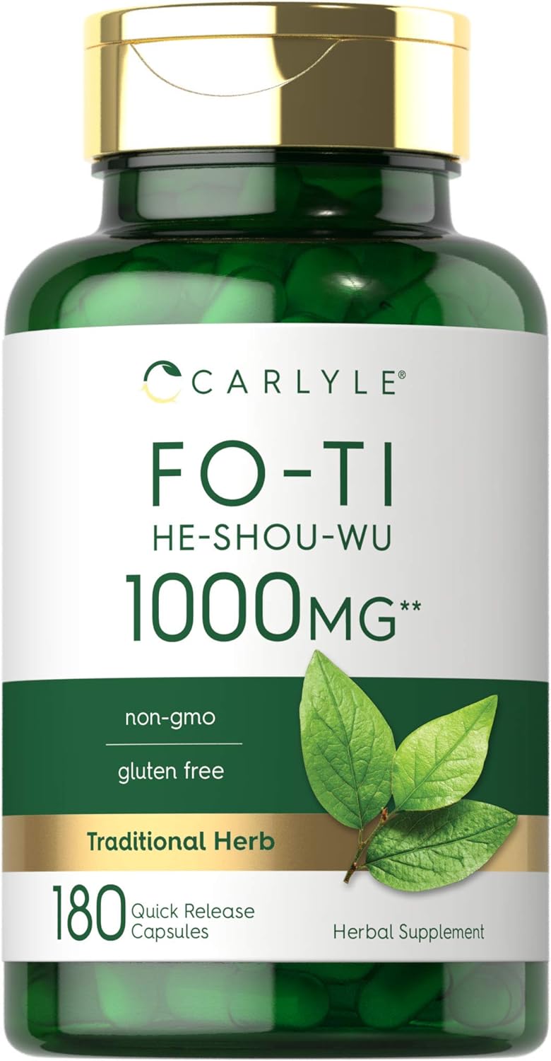 Carlyle Suplemento de Fo-Ti | 180 Cápsulas | Extracto de Raíz de He-Shou-Wu | No OGM y Sin Gluten
