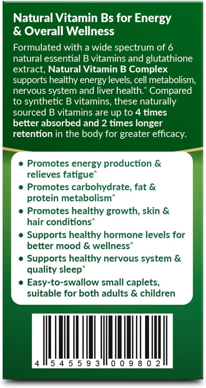 AFC Japan Complejo B Natural con Vitaminas B1, B2, B3, B6, B12, Ácido Fólico y Glutatión - 120 Comprimidos Veganos