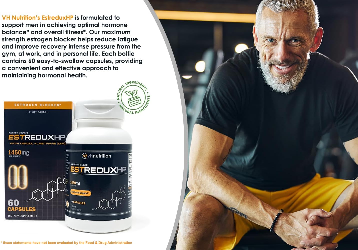 VH Nutrition ESTREDUX HP - Equilibrio Hormonal Masculino con DIM, Tongkat Ali y Ashwagandha | 60 Cápsulas