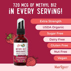 MARYRUTH'S Vitamin B12 Liquid Spray | 720 mcg | Metilcobalamina | USDA Orgánico | Vegano | Sin Gluten | 1 Fl Oz
