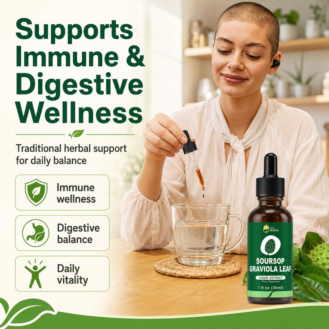 KingHealth Extracto Líquido de Hojas de Graviola Orgánico - 30 ml