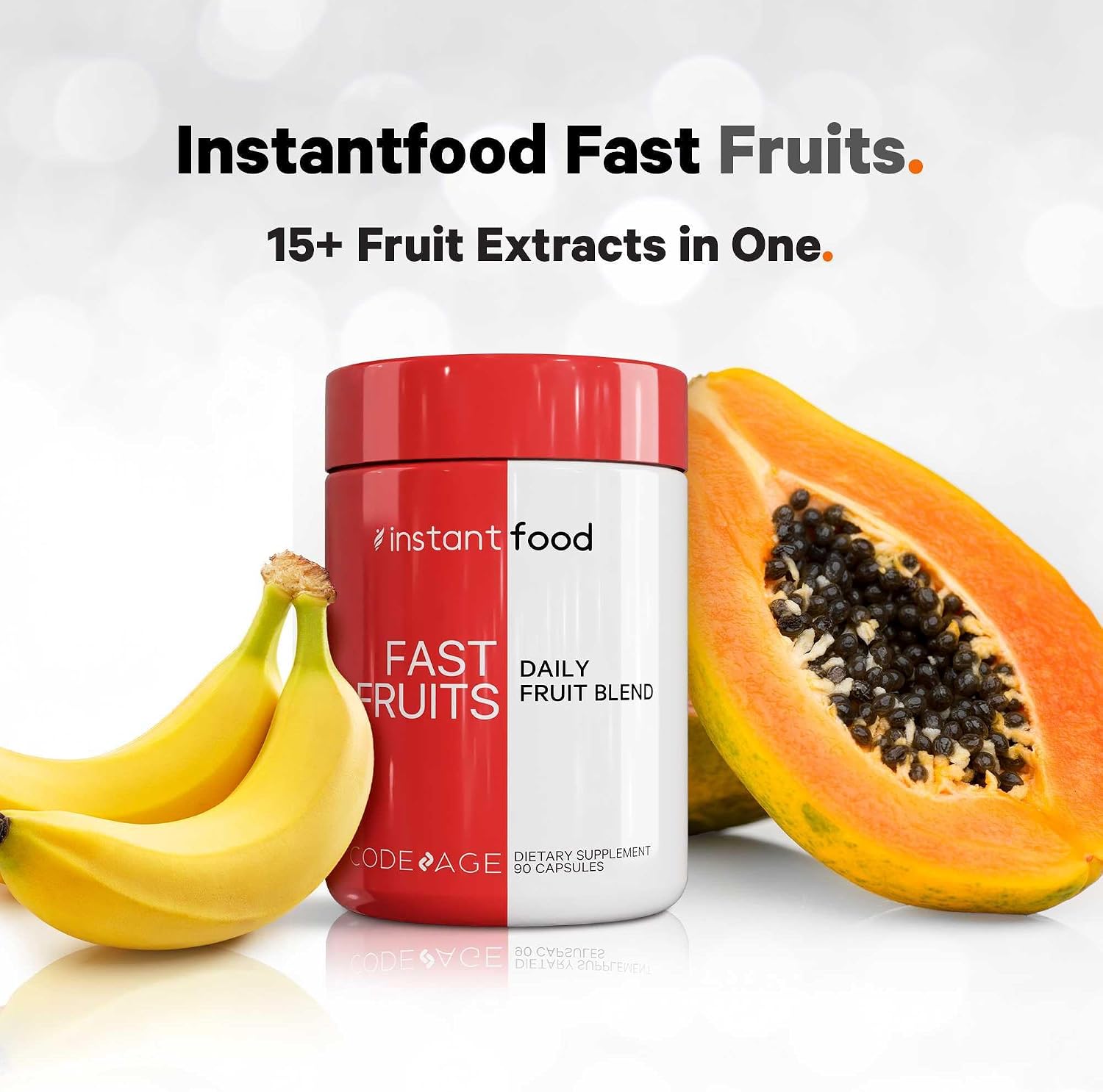 Codeage Instantfood Fast Fruits, Más de 15 Frutas en Polvo, Multivitamínico Vegano Diario, 90 Cápsulas