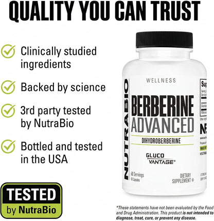 NutraBio Berberine Advanced – Dihidroberberina 200 mg, 60 Cápsulas – Image 7