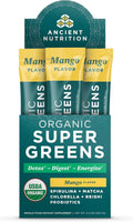 Ancient Nutrition SuperGreens Powder con Probióticos - Sabor Mango Orgánico - 16 Sticks