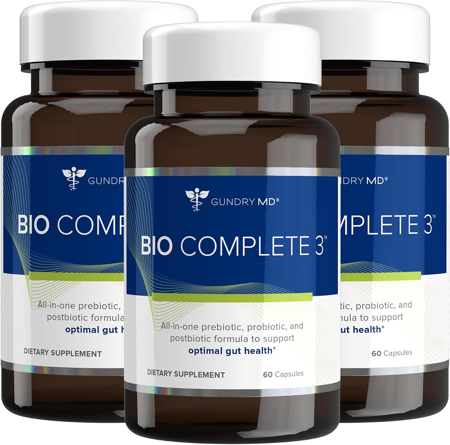 Gundry MD® Bio Complete 3 - Prebiótico, Probiótico, Postbiótico para la Salud Intestinal (Pack 90 Días)