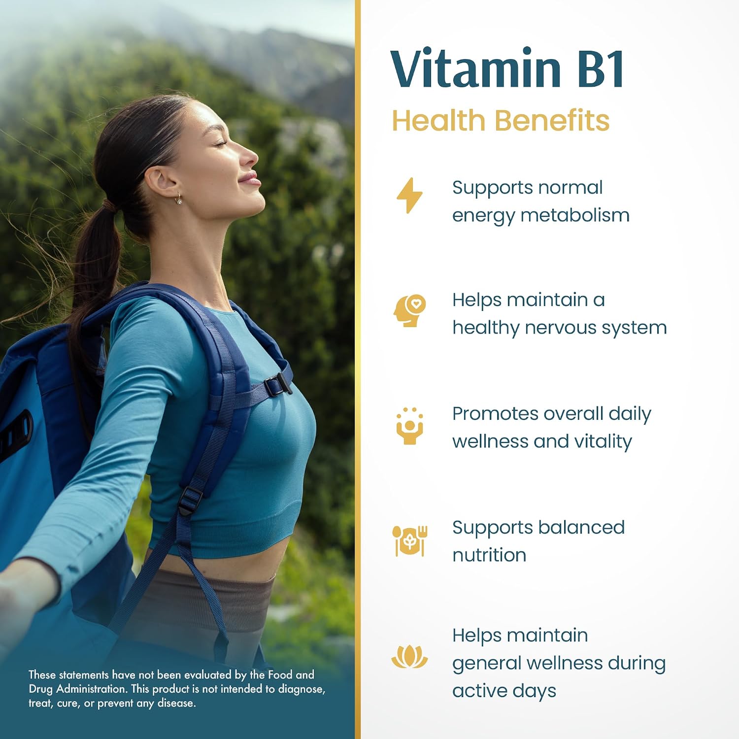 Vykee Nutrition Vitamina B1 (Tiamina) Cápsulas – 500 mg, 120 unidades