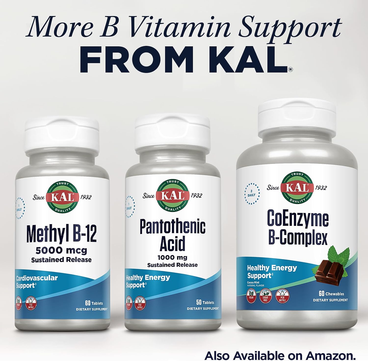 KAL Ácido Pantoténico 1000mg, Liberación Sostenida - Vitamina B5