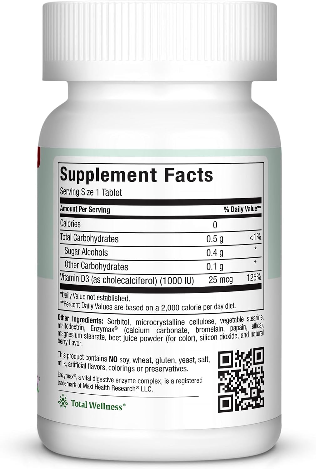 Chew-D-Max Vitamina D3 1000 UI Masticable - 100 Comprimidos Sabor Bayas Naturales